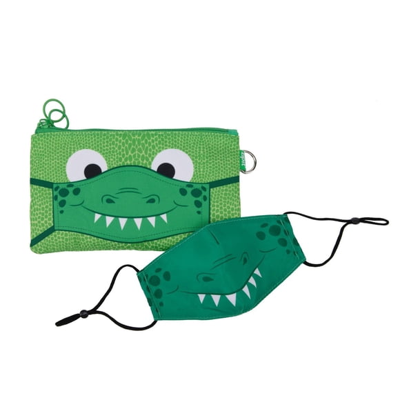 ZIPIT Face-It Kit for Boys, Pouch with Antibacterial Material + Matching Face Mask (Green)