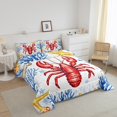 thumbnail image 3 of Erosebridal Ensembles de Literie Cartoon Homard Double avec Couette, Insert de Couette Océan Corail Étoile de Mer, Réversible, 3 of 7