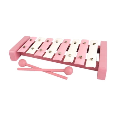SIYTUAU Jouet Xylophone en Bois pour Enfants 8 Touches Instrument de Musique Apprentissage Précoce Coordination Oeil-Main Reconnaissance des Couleurs Rose Instrument de Percussion en Bois pour Enfants Rose