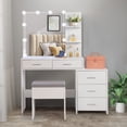 thumbnail image 3 of Ktaxon Lighted Makeup Vanity Table Set, Dressing Table with Sliding Mirror, Vanity Desk , White, 3 of 11