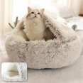 thumbnail image 2 of Lit pour Animal Rond à Capuchon en Peluche, Lit Chaud pour Petits Chiens, Lit Moelleux et Doux pour Chat,, 2 of 4