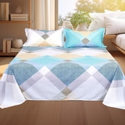 Yrmaups Bedding Set, 3 Piece All Season Sheet Set, 1 Flat Sheet 2 Pillowcases, Soft Microfiber Bed Comforter Set, Fade Resistant Bed Sheets