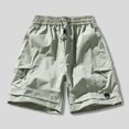 thumbnail image 2 of BADHUB Zipper Pocket Cargo Pants for Men Elastic Waist Drawstring Shorts Lightweight Quick Dry Solid Color Hiking Shorts Clearance Green L, 2 of 6