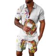 thumbnail image 5 of Ensemble Estival pour Homme Chemise POLO à Manches Courtes et Short Mode Imprimé Col à Revers Chandail Haut Short Décontracté T-Shirt Hawaïen de Plage, 5 of 5