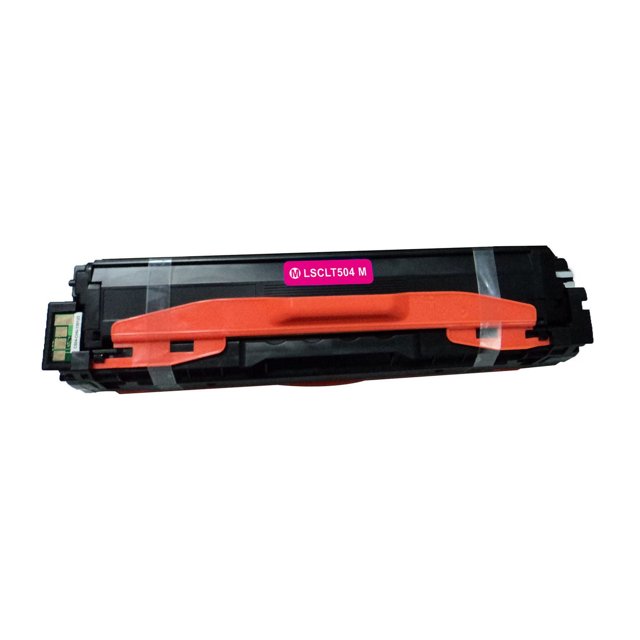 L-ink Compatible Samsung CLT-M504S Cartouche de Toner Magenta avec Corps Rectangulaire Noir et Poignée orange, Comprenant une Étiquette Magenta LSCLT504 m et une Puce sur le Côté Gauche. Compatible avec les Imprimantes Samsung CLP415NW et CLX4195FW, Elle Offre des Impressions Nettes, Sans Bavures, avec un Rendement de 1800 Pages, Idéale pour une Impression laser Efficace.