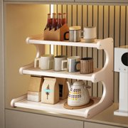 Yeciiwht Wooden Desk Organizer Storage Shelves Countertop Mug Coffee Cup Rack Display, Portable Desk Shelf Sturdy Storage Rack for Kitchen Cabinet, Dormitory, Office