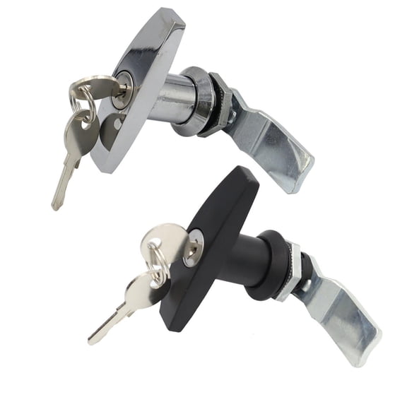 Baohd T-Shape Handle Lock with Keys Zinc Alloy Canopy Locks 1Pc Black 1 Pc Silver