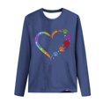 thumbnail image 4 of Pisexur Hauts d'Automne pour Femmes Mode Mignon Cœur Graphique Imprimé T-Shirt Hauts Col Rond Manches Longues Chemises pour Femmes Habillées Décontractées Sorties Hauts Confort Polyvalent Léger T-Shirts, 4 of 5