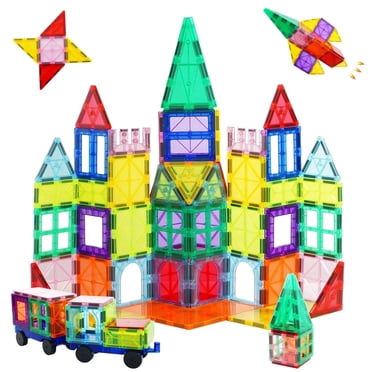 108pcs Magnet Tiles Magna Award Winning Building Magnetic Toy with Bin