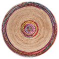 thumbnail image 1 of Indian Handmade Braided Multi Color Cotton with Natural Jute Round Rugs , Home Decor Carpet Size 7 x 7 Feet Round ( 210 cm x 210 cm), 1 of 3
