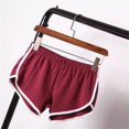 thumbnail image 3 of thinsony Shorts de Plage pour Femmes Shorts de Sport en Coton Mélangé, Rouge Vin, L, 3 of 6