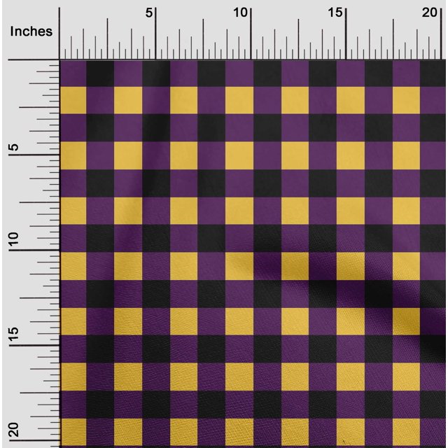 oneOone Polyester Lycra Fabric Gingham Check Printed Fabric 1 Yard 56 Inch Wide