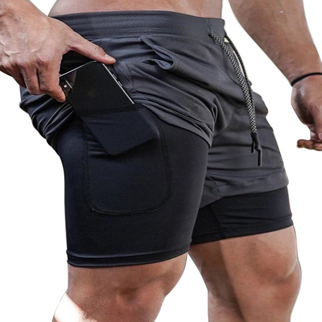 Mens Running Shorts Quick Dry Beachwear Workout Pants with Pockets