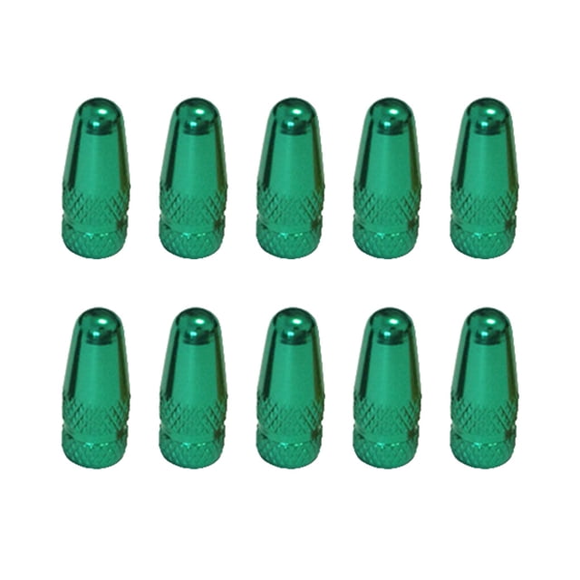 10 Pieces Bike Tire Caps Dustproof Air Parts Decorative Cover Protective Fittings Aluminum Alloy Solid Color Rim Stem Covers for Replacement Green