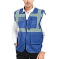 thumbnail image 1 of GOGO 5 Pockets High Visibility Safety Vest with Reflective Strips, Working Uniform Vest-Blue-L, 1 of 7