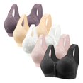 thumbnail image 1 of Amzcrzy 5PC Wireless Bras Comfortable Everyday Plus Size Bras Breathable Solid Color Front Closure Bras Supportive Push Up Bras 50, 1 of 2