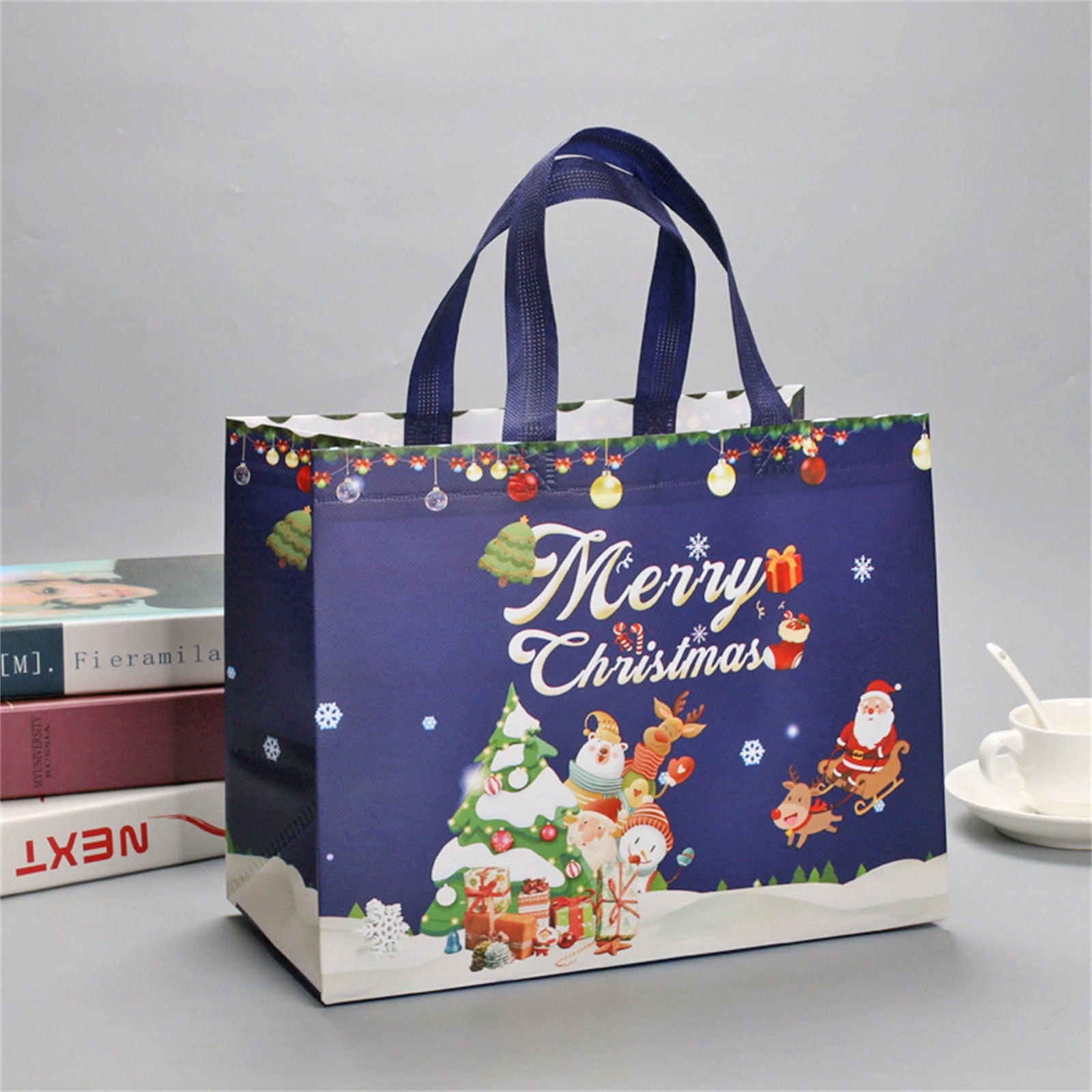 QIPOPIQ Tote Bags With Handles, Reusable Grocery Bags Multipurpose Non-woven Large New Year Gift Gift Bag Grocery Shopping Bags For Holiday Party Clearance Storage Trunks Bag