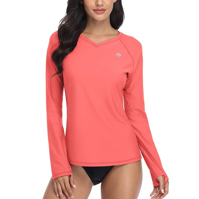 BeautyIn Women V-Neck Rash Guard UPF 50+ Sun Protection Swimwear Shirt