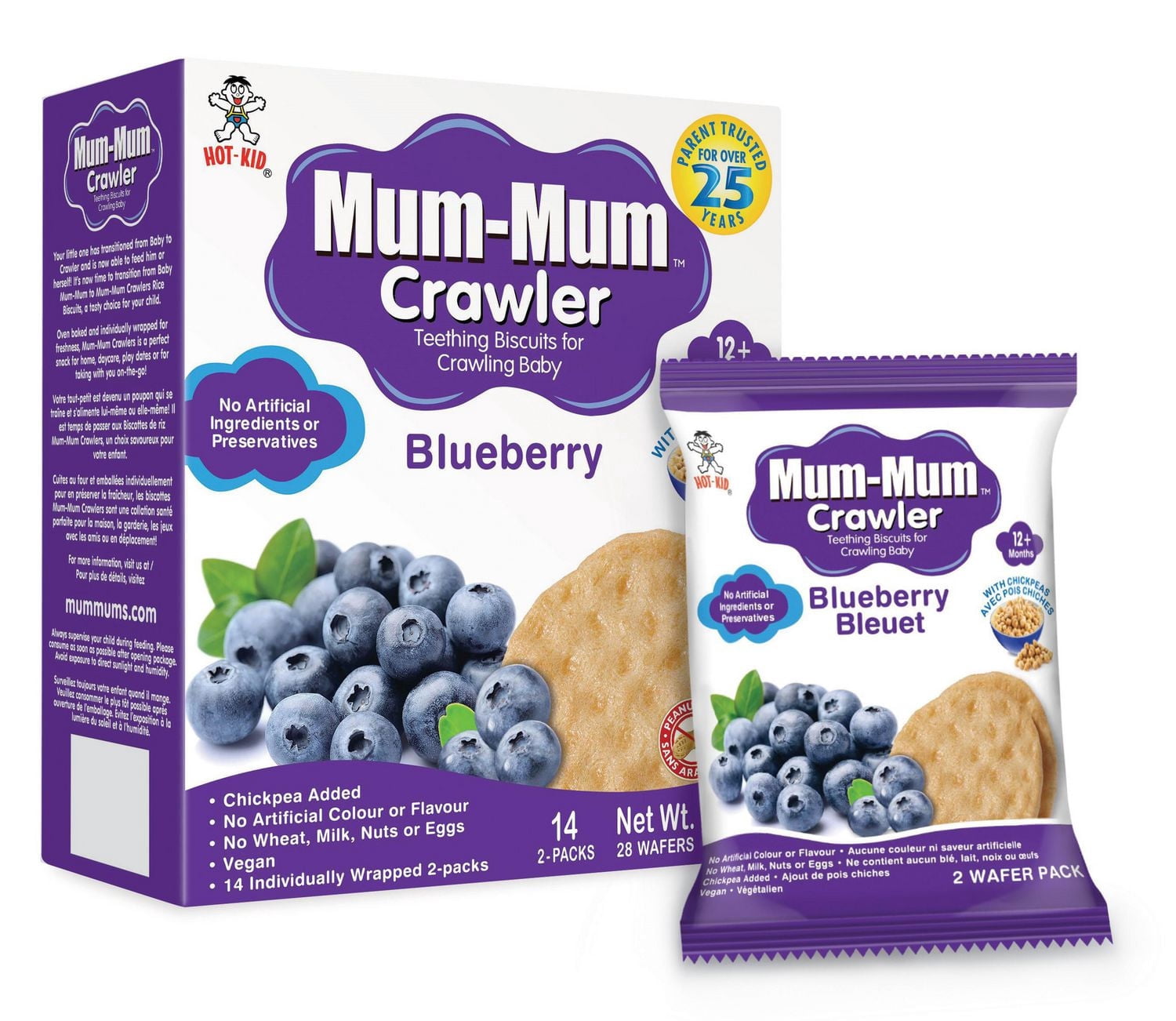 Mum-Mum Biscuits de Dentition pour Bébé Qui Rampe pour Bébé Qui Rampe - Saveur de Bleuet