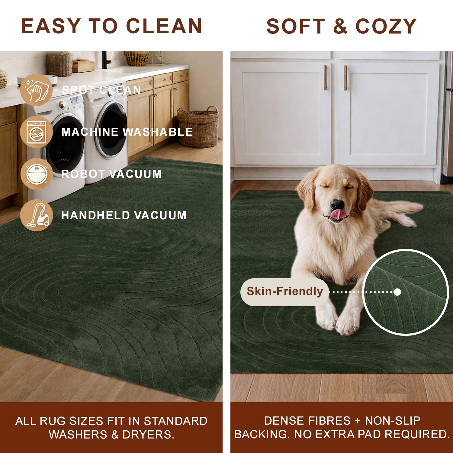 Tapis Somos Lavable A la Machine Contemporain/Moderne pour Salon, Chambre, Salle Manger, Entrée, Couloir et Plus Encore.