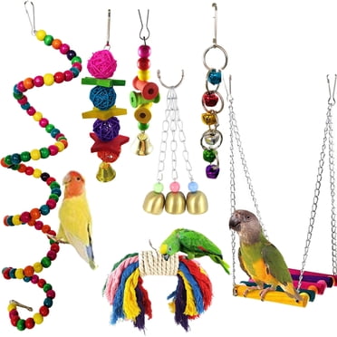 7PCS Combination Parrot Toy Bird Articles Parrot Bite Toy Bird Toys