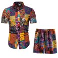 thumbnail image 1 of Men‘s Summer 2-Piece Beach Printed Short Sleeve Shirts & Shorts Pants Sets Note Please Buy One Or Two Sizes Larger, 1 of 3