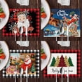 thumbnail image 4 of 4pcs/set Set de Table de Noël Ensemble Rouge Plaid Modèle Cuisine Sets de Table Santa Claus, 4 of 5