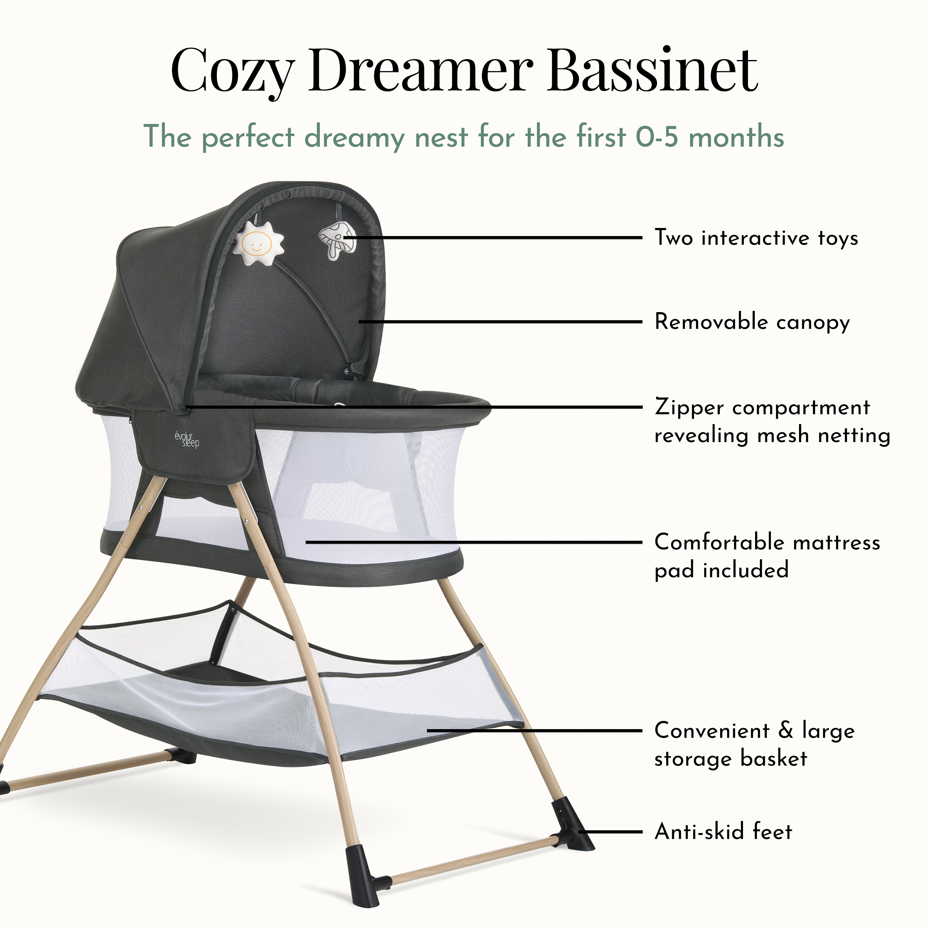Berceau Evolur Cozy Dreamer, noir