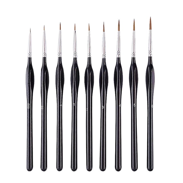 TopLLC Ensemble de 9 Pinceaux Miniatures avec Poignées Triangulaires et Pointes Ultra-Fines. les Pinceaux Comportent des Poils en nylon Synthétique de Qualité Supérieure et des Embouts Chromés pour la Durabilité et la Précision. Parfait pour l'Acrylique, l'Aquarelle, la Peinture à l'Huile et les Détails Fins dans les Projets d'Art et de Maquette.
