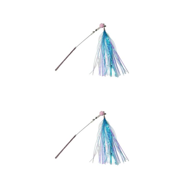 QualitChoice Chat Teaser Bâton Léger Portable Chats Jouet Réutilisable Shinny Exercice Exquis Imperméables Animaux de Compagnie Bâtons Interactifs Bleu 2PCS