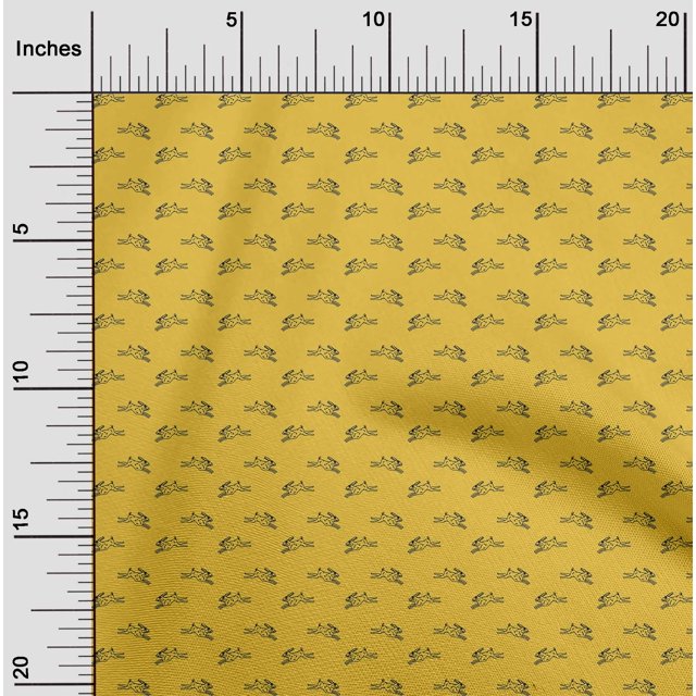 oneOone Cotton Cambric Yellow Fabric Rabbit Animal Craft Projects Decor Fabric Printed By The Yard 56 Inch Wide