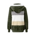 thumbnail image 4 of EGNMCR Womens Winter Fuzzy Fleece Jacket Hooded Color Block Patchwork Cardigan Zipper Pullover Coats Outerwear with Pockets, 4 of 5