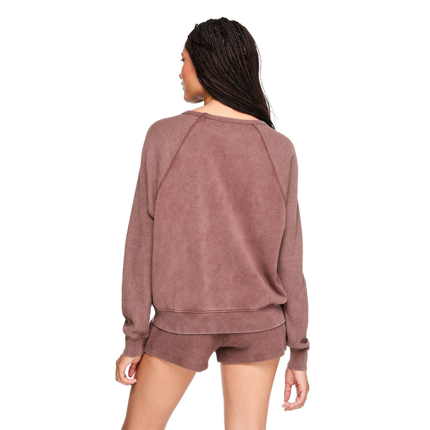 Coton ouaté à manches raglan en tricot gaufré Wild Skye pour femmes
