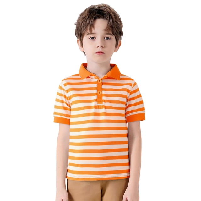 Polos pour Petits Garçons Chemises Rayées pour Garçons Chemises d'Uniforme pour Garçons Polos à Manches Courtes Chemises Mode Tenue pour Garçons 4-5 Ans