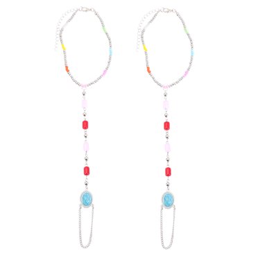Shisuyan Chaîne de Pied Bijoux pour Femmes Chaîne de Cheville Perlée Été Style Simple Alliage 2 Pcs Plage Fête