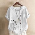 thumbnail image 1 of Liquidation Horkkom Hauts Grande Taille pour Femmes Été Décontracté Chemises en Lin à Manches Courtes Col Rond Imprimé Floral Blouses Amples, 1 of 4