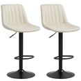 thumbnail image 1 of HOMCOM Adjustable Bar Stools Set of 2, Leathaire Swivel Barstools w/ Back, 1 of 10