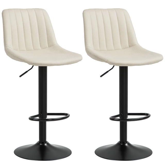 HOMCOM Adjustable Bar Stools Set of 2, Leathaire Swivel Barstools w/ Back