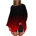 thumbnail image 2 of RXIRUCGD Womens Oversized Crewneck Sweatshirt Printed Long Sleeve Tunic Tops, Red, Size: M, 2 of 5