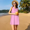 thumbnail image 3 of Vsdgher Robes d'Été Imprimées Roses pour Femmes Robe de Plage Décontractée Col en U Sans Manches Robe d'Été Ample avec Poche, 3 of 7
