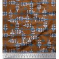thumbnail image 1 of Soimoi Brown Modal Satin Fabric Leaves & Floral Check Printed Craft Fabric by the Yard 42 Inch Wide, 1 of 3