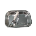thumbnail image 1 of Aihimol Plateau d'Assiettes Compartimentées en Acier Inoxydable, Plat de Service Compact, Collation pour le Souper, Plats de Camping, 1 of 6