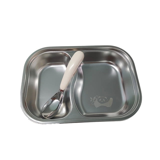 Aihimol Plateau d'Assiettes Compartimentées en Acier Inoxydable, Plat de Service Compact, Collation pour le Souper, Plats de Camping