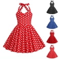 thumbnail image 1 of Zwiiyzr Robes Vintage des Années 1950 pour Filles de 3 à 8 Ans Robes d'Été à Col Licou à Pois Vintage pour Enfants Rouges, 1 of 5