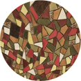 thumbnail image 1 of Ahgly Company Tapis Rond Lavable en Machine Intérieur Transitionnel Brun Cannelle, 3 Pieds Rond, 1 of 7
