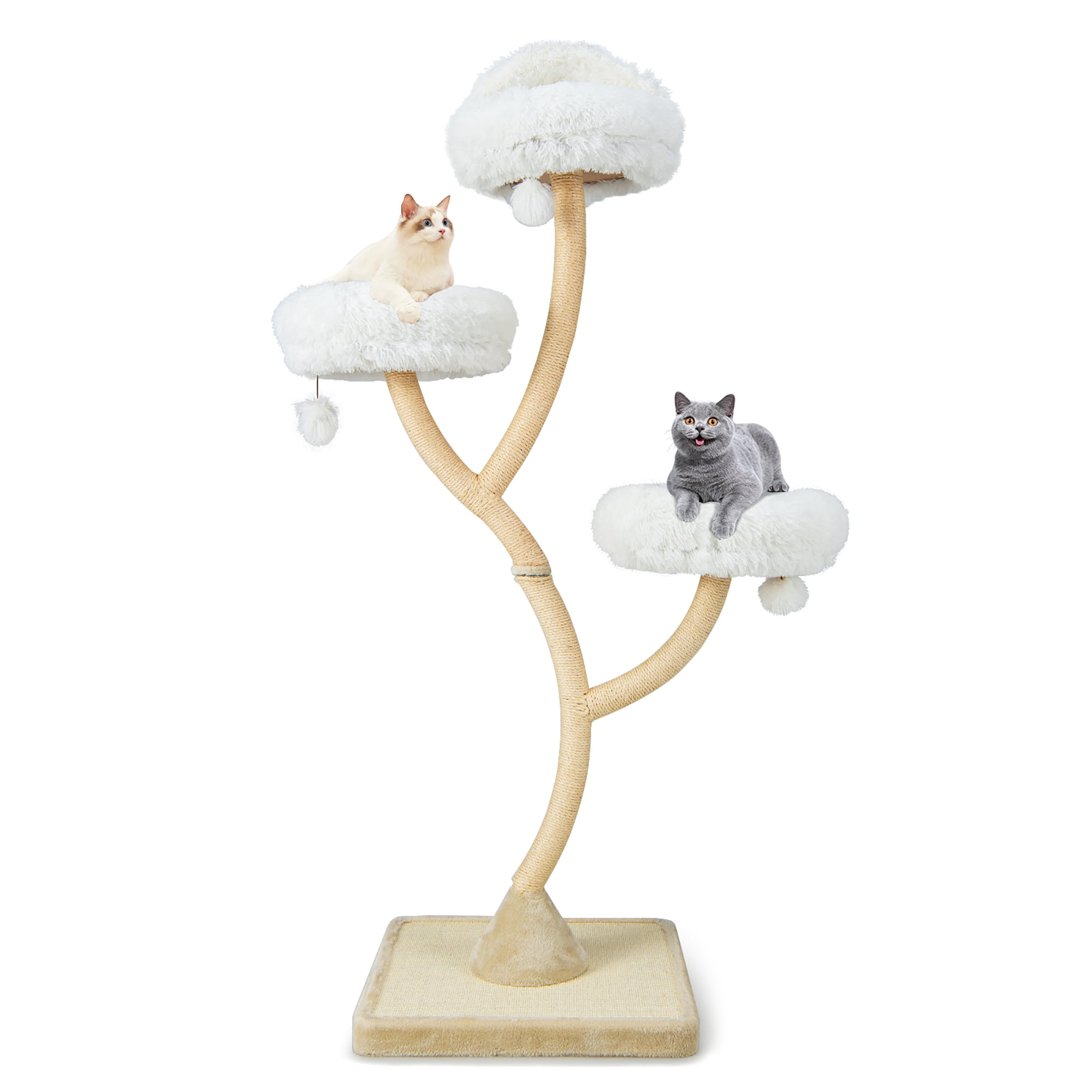 Gymax Cat Tree Tower 70'' Multi-Level Kitten Activity Center w/ 3 Perches & Balls Beige