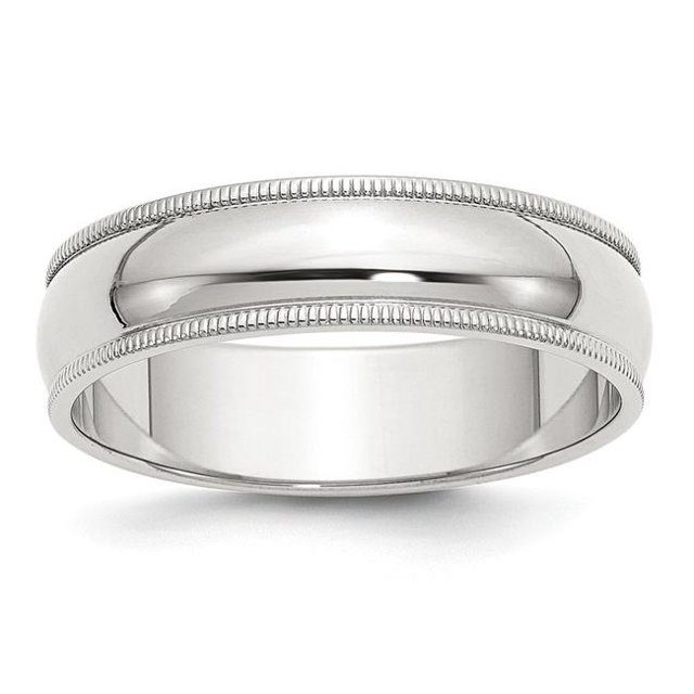 6 mm Sterling Silver Half Round Milgrain Band, Size 6