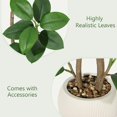 thumbnail image 3 of 4.9ft Artificial Rubber Tree with Off White Sphere Resin Planter & Stone,Indoor Artificial Tree Tall Plant Fake Tree,Faux Fiddle Leaf Fig Tree for Home Decor, 3 of 6