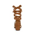 thumbnail image 2 of BLISSFUL STEP Women's Opened Toe Block Heel Lace up Dress Sandals Brown 8, 2 of 7