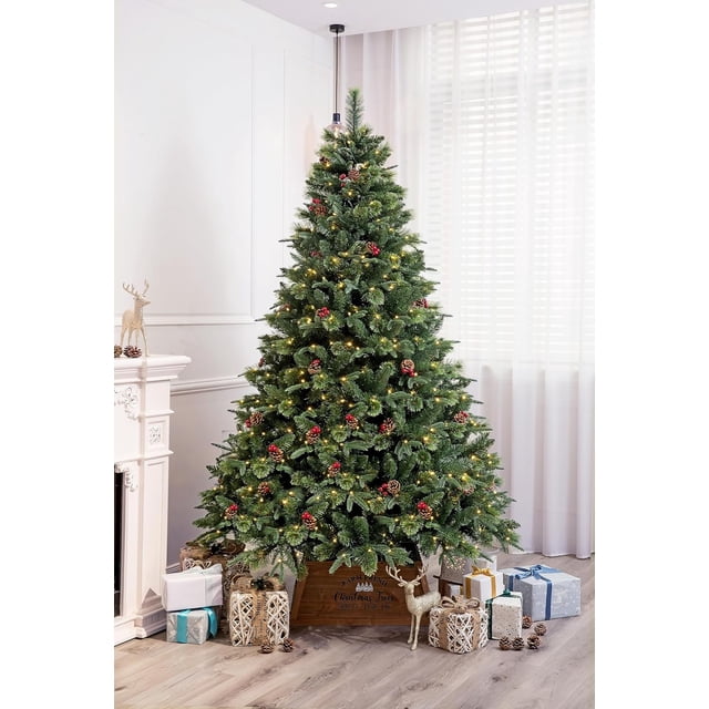 5ft The True Beauty Pine Christmas Tree Pre-lit with Dual Color Lights (5ft Pre-lit)